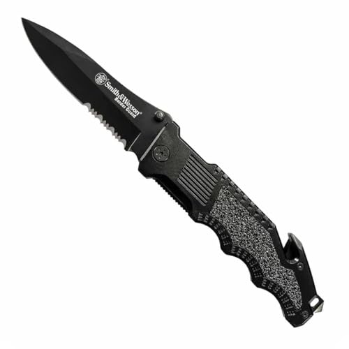 Smith & Wesson Border Guard SWBG6TS 10.1in S.S. Folding Knife with 4.2in Serrated Tanto Blade and G-10 Handle for Outdoor