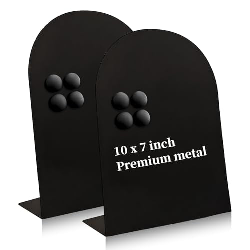 Wumabei 2 Pcs Black Magnetic Bulletin Board for Tabletops - 10x7 Inch Arched Memo Display Easel Stand with 8 Magnets, Meta...