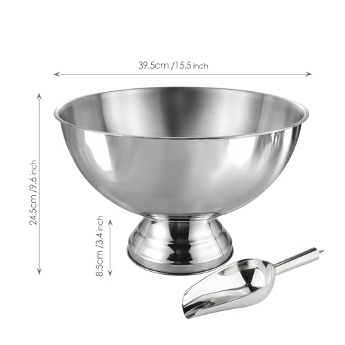 Winsterch 18/8 Stainless Steel Ice Bucket for Parties,Beverage Tub Party Bucket with Scoop,Banquet Champagne Ice Bucket Bi...