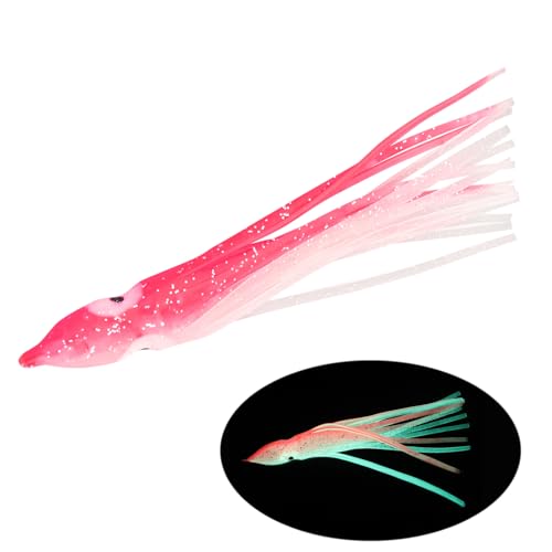 OriGlam 30pcs Luminous Squid Fishing Lures, Glow Octopus Skirts Squid Skirts Trolling Lures, Trolling Saltwater Baits Soft...