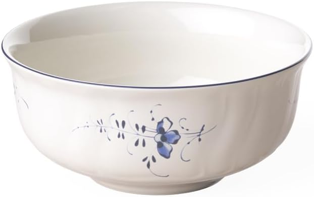 Villeroy & Boch Old Luxembourg Collection Dessert Bowl, Premium Porcelain, Made in Germany, 5 x 2.25 in, 13 oz Capacity, White/Blue