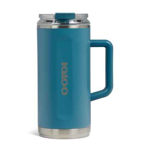 Igloo, 36 oz Tumbler with Handle, Reusable Travel Mug, Stainless Steel Insulated Hydration Cup for Hot & Cold Beverages, Modern Blue