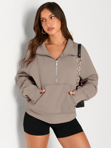 AUTOMET Womens Sweatshirts Half Zip Cropped Pullover Fleece Quarter Zipper Hoodies 2026 Fall Fashion Outfits Clothes