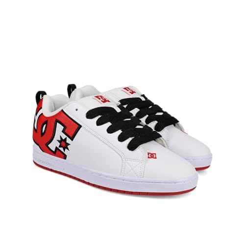 DC Mens Court Graffik Casual Low Top Skate Shoe SneakerSkate Shoe, White/Red 14