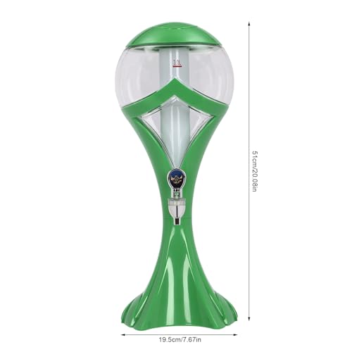 Beer Dispenser, 3L/101 oz Capacity, Iced Drink Beverage Tower Dispense with Colorful LED Lights & Removable Ice Tube, Drin...
