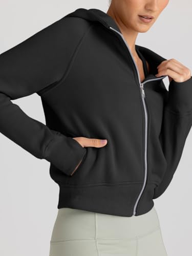 Trendy Queen Womens Zip Up Hoodies Jackets Cropped Sweatshirts Fleece Fall Outfits Casual Comfy Y2k Tops Winter Clothes 2026