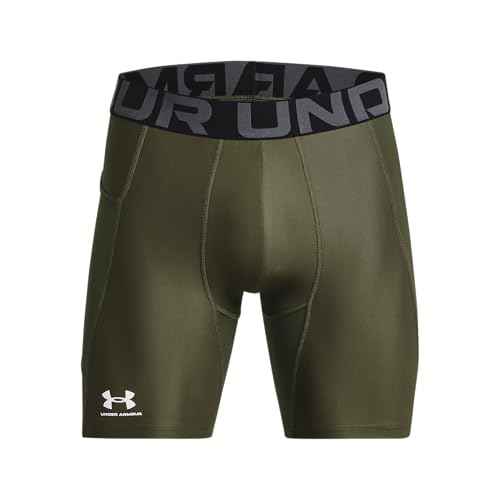 Under Armour Men's Armour HeatGear Compression Shorts, (390) Marine OD Green / / White, X-Large