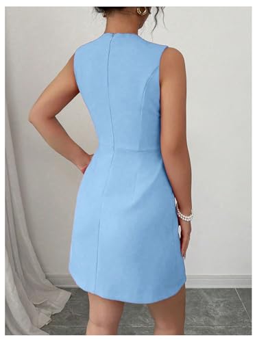 SOLY HUX Women's Summer Bow Mini Dress Crew Neck Sleeveless Elegant A Line Party Dresses