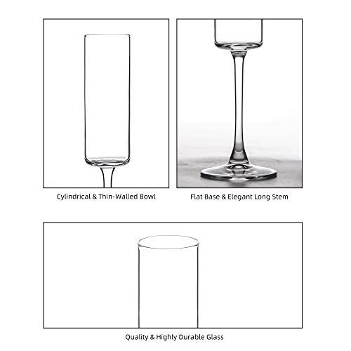 YARYOUNG Set of 12 Square Champagne Glasses, 6 oz Capacity, Premium Crystal Clear Glass