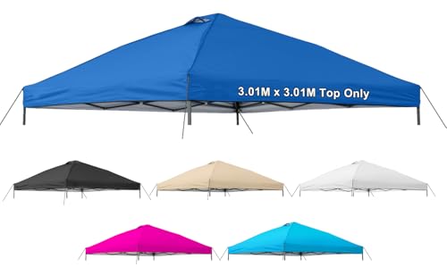 Jorohiker 10x10 Canopy Replacement Top Cover,Pop Up Canopy Tent Top with Air Vent Ropes, Waterproof Sunshade Silver Coated...