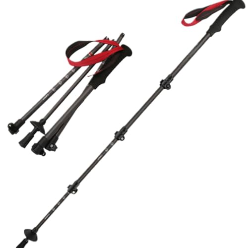 Black Foldable Hiking Pole (Carbon Fiber, Lever Lock, Storage Bag), 130cm, 1-Piece