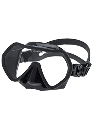 Riffe Black Frameless Diving Mask - Panoramic Single Lens - Fog-Reducing Silicone - Anatomical Frame for Universal Fit - D...