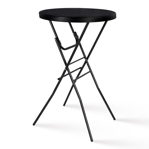 Byliable Cocktail Table 28in High Top Round Folding Indoor Outdoor, Plastic Bar Height Foldable Bistro Tall Table for Part...