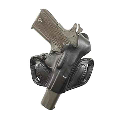 DeSantis Thumb Break Mini Slide OWB Holster - Leather Holster, Made to Fit Cocked & Locked Standard 1911 3""-5"" Models from COLT, S&W, SIG SAUER, Kimber, Springfield & Others - Right Hand Draw, Black