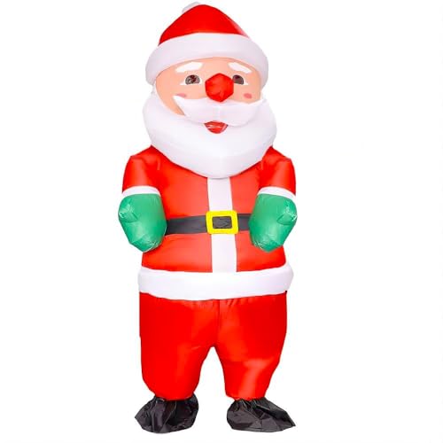 MXoSUM Inflatable Christmas Elf Snowman Costume for Adult Funny Blow up Santa Claus Gingerbread Man Costume