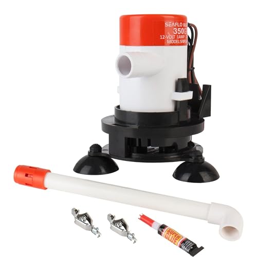SEAFLO 09 Series Portable Livewell Aeration Pump Kit - 12V, 350 GPH, Submersible, Adjustable Spray Head, Quiet Operation, ...