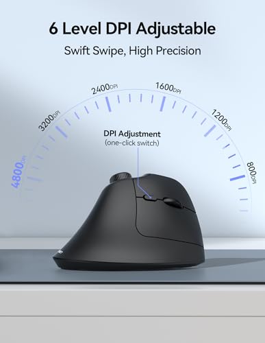 TECKNET Ergonomic Mouse, Rechargeable Wireless Bluetooth Mouse (BT 5.0/5.0+2.4G), Vertical Mouse with Volume Knob, Quiet C...