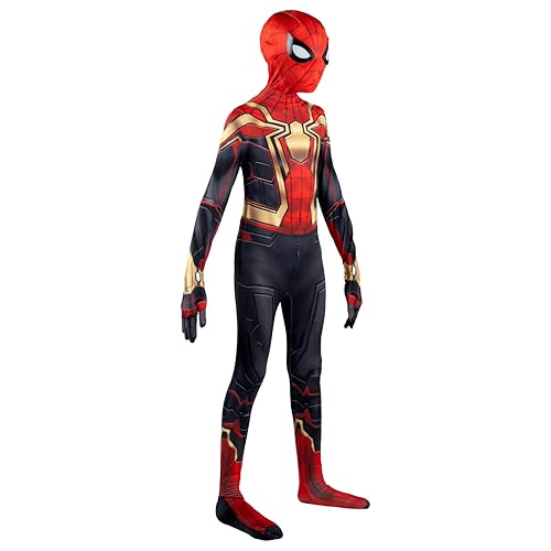 Marvel Integrated Spider-Man Official Youth Deluxe Zentai Costume - Deluxe Two-Way Stretch Spandex with Invisible Zippers and Wrist Openings for Added Convenience Multi