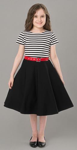 BlackButterfly Kids 'Maria' Vintage Striped Pin Up Dress (Black, 3-4 YRS)