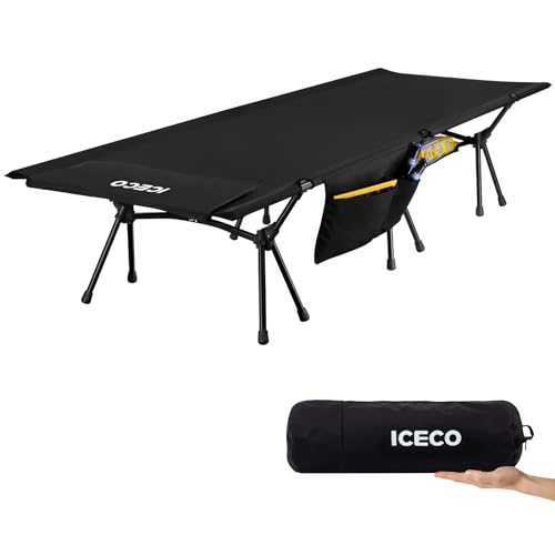 ICECO Camping Cot with Camping Blanket, Folding Cot for Camping, Portable Bed Sleeping Cot, Lightweight Backpacking Cot St...