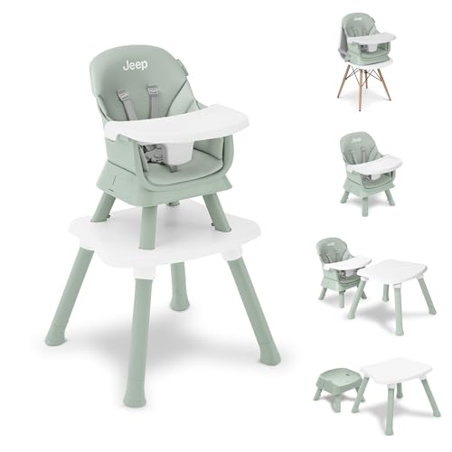 Jeep Milestone 6-in-1 High Chair by Delta Children - High Chair Converts to Stool, Booster Seat, Toddler Chair, Activity T...