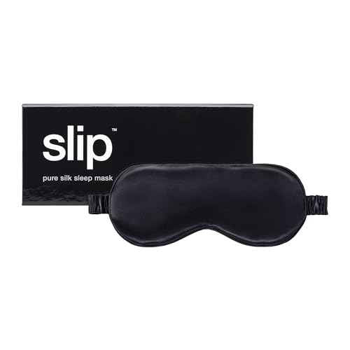 slip Pure Silk Sleep Mask - 100% Mulberry Silk, Ultra Soft & Comfortable, Blocks Light for Restful Sleep| Adjustable Strap for Perfect Fit, Gentle on Skin & Hair (Black - 1 Count Pack of 1)
