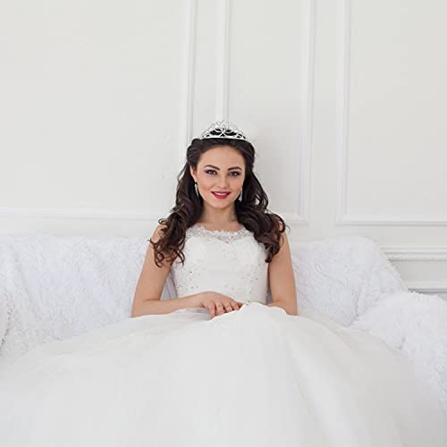 FASOTY Silver Tiara Crystal Crown with Combs Elegant Princess Tiaras and Crowns for Women Girls Rhinestone Headband for Br...