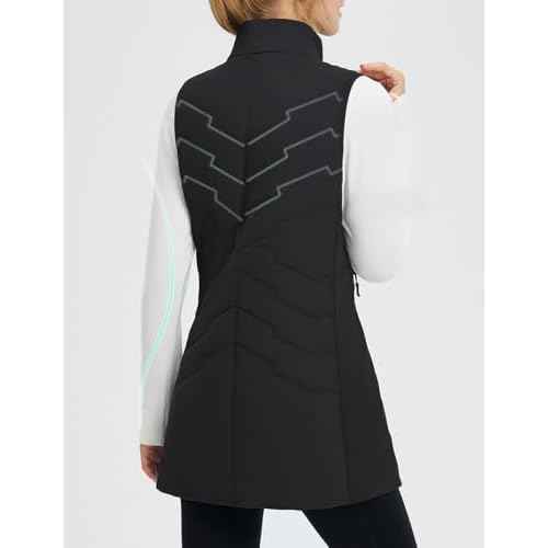 baleaf Running Vest for Women Long Puffer Fall Coat Sleeveless Jacket Outerwear Winter Warm Fleece Hybrid Lightweight