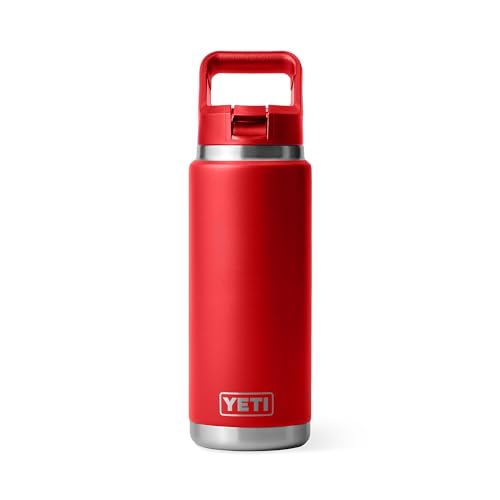 YETI Rambler 26 oz Bottle, Vacuum Insulated, Stainless Steel with Color Matching Straw Cap