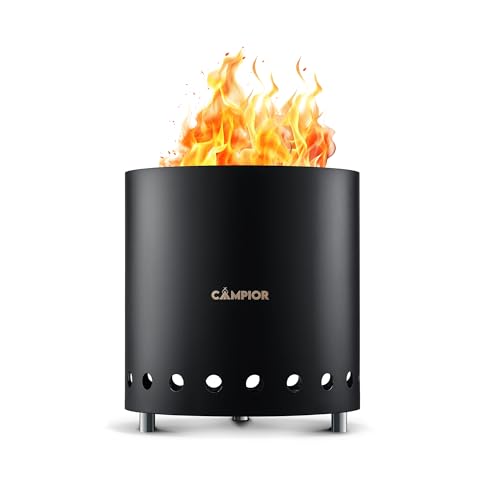 CAMPIOR Wood Burning Fire Pit Stove with Black Exterior - Smokeless Outdoor Stove for Efficient Wood Fires, Camping, and G...