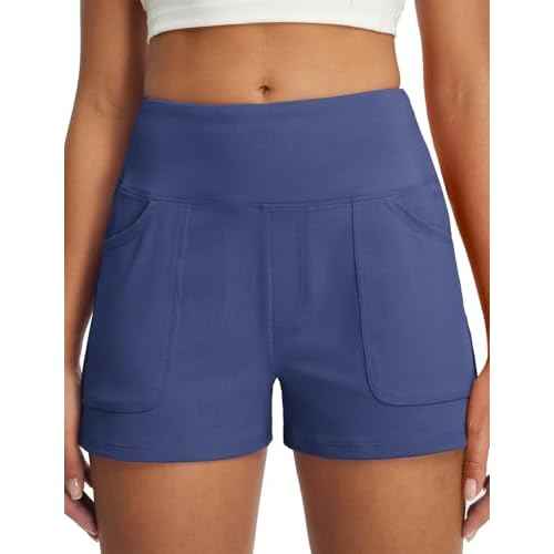 baleaf Womens 2.5" Yoga Shorts with Four Pockets Lounge Casual Shorts High Waist Elastic Athletic Running Sweat