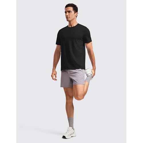 CRZ YOGA Men's Cotton Polyester Short Sleeve T-Shirt Classic Fit Casual Workout Tops Soft Premium Tee