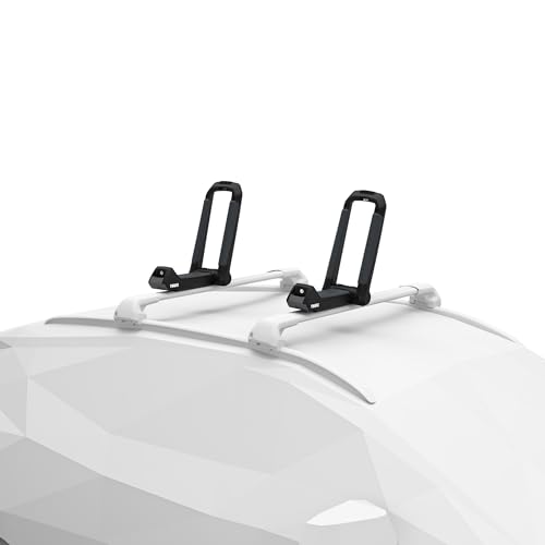 Thule Hull-a-Port Aero Rooftop Kayak Rack - Carries 1 Kayak - Anti-Theft Design - Foldable Design - Rubber Padding mountin...