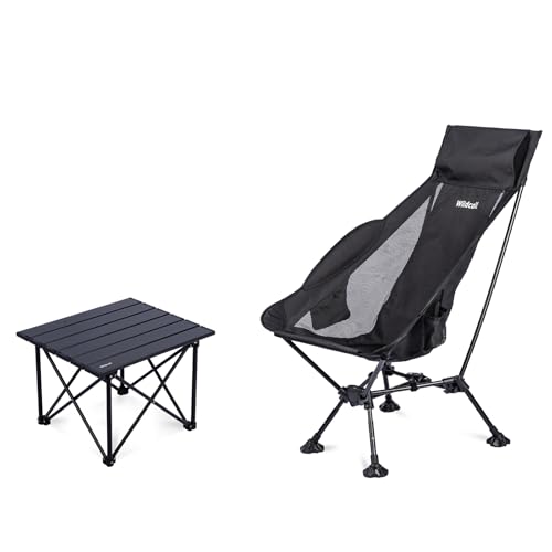 WildCall 1 High Back Camping Chair and 1 Ultralight Camping Table, Ultralight Compact for Adults Outdoor Camping Backpacki...