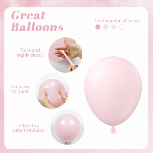60pcs Pink and White Balloons 12inch with Clear Pastel Pearl Pink Balloons for Wedding Bridal Baby Shower Shower Birthday ...