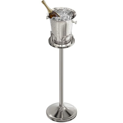 Ice Bucket with Stand Standing Champagne bucket for Party Stainless Steel Wine Bucket Wine Cooler with Stand 5L Wine Chill...