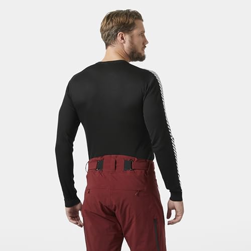 Helly Hansen Men's Lifa Stripe Crew Lightweight Breathable Moisture Wicking Thermal Baselayer, 998 Black - Medium