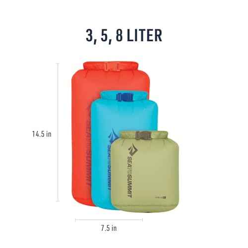 Sea to Summit Ultra-Sil Dry Bag Set, Ultralight Waterproof Stuff Sack (3L, 5L, and 8L)