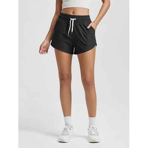 ODODOS Women's Performance Shorts Ultra Soft Stratum Tech Mid Rise Relaxed Shorts with Pocket 3" Inseam Moisture Wicking