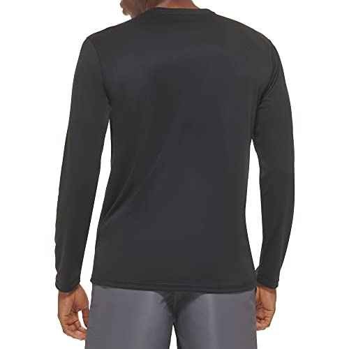 Calvin Klein Men's Standard Light Weight Quick Dry Long Sleeve 40+ UPF Protection Active Top, Black, X-Large