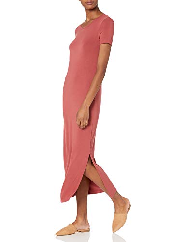 Amazon Essentials Women's Jersey Standard-Fit Short-Sleeve Crewneck Side Slit Maxi Dress (Previously Daily Ritual)