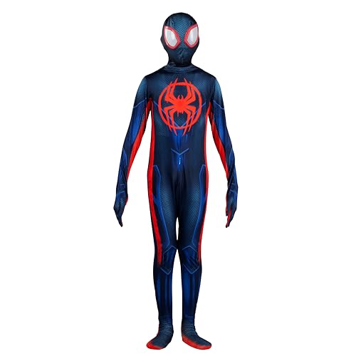Marvel Miles Morales: Spider-Man Official Youth Deluxe Zentai Costume - Stretch Spandex with Hidden Zippers and Wrist Slits