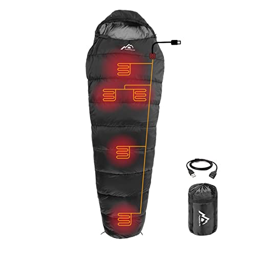 MANTUOLE Heated Sleeping Bag 5pcs Multi USB Power Support Heating Pads,Operated with Battery Power Bank or Other USB Power...