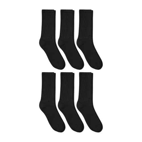 Hanes Unisex Plain White Socks Pack or Plain Black Socks Pack, Men's, Women's & Teen Sizes, Crew and Ankle 6-Packs