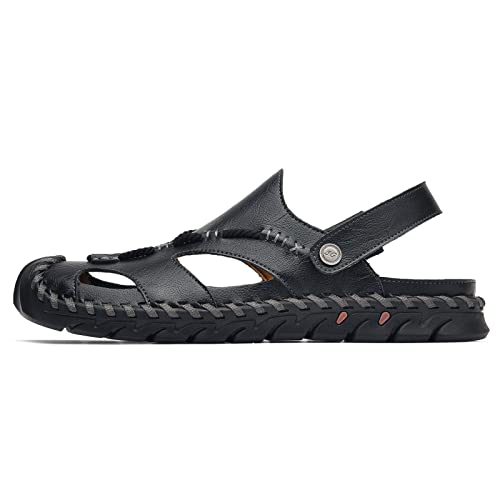 Shaire Men'S Sandals Outdoor Leather Closed Toe Beach Shoes