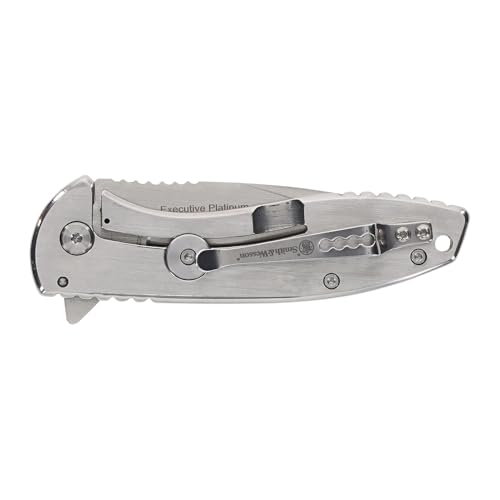 Smith & Wesson Executive Platinum Stainless Steel Knife with 3" Blade Length for Outdoor, Tactical, Survival and EDC