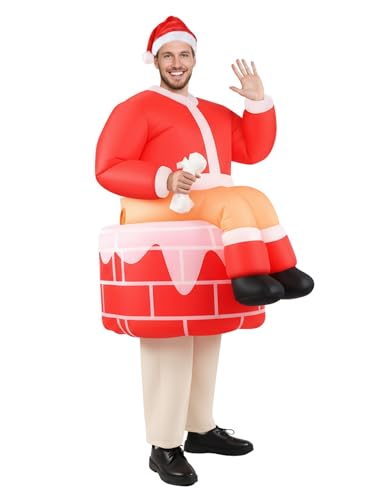 LETIME Inflatable Santa Costume Christmas Funny Blow up Santa Costume for Adults Holiday Parties, Cosplay, and Decorations