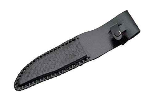 SZCO Full Tang Hunting Knife 9 Inch - Black Camping Knife with Wooden Handle and Stainless Steel Drop Point Blade & Sheath...