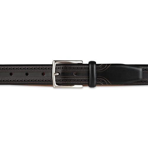 Cole Haan mens Black Leather Dress Belt - Classic Style With Polished Buckle for Work Or Formal Wear