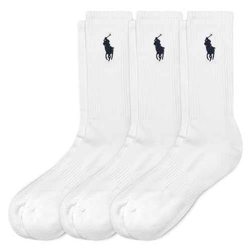 POLO RALPH LAUREN Men's Classic Sport Americana Crew Socks-3 Pair Pack-Arch Support and Cushioned Cotton Comfort